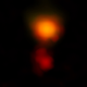 An ALMA radio image of the dusty star-forming galaxy, which consists of two parts and is in the process of merging.